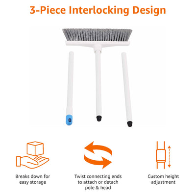 Amazon Basics - Besen mit abgewinkeltem Stiel, Blau/Weiß