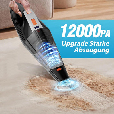 Hihhy Handstaubsauger, 12000Pa Handstaubsauger Akku Beutellos Testsieger, Autostaubsauger 11.1V 135W Kabellos Handsauger Mini Staubsauger Für Auto, Haus, Tierhaare