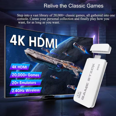 Whatsko 2025 Upgrade Retro Konsole Spielkonsole Game Stick, M15 Plus Konsole 20000+ Spielen 23 Emulator, HDMI Plug and Play TV Video Game Stick 4K mit 2 Wireless Controllern, Geschenk für Familien