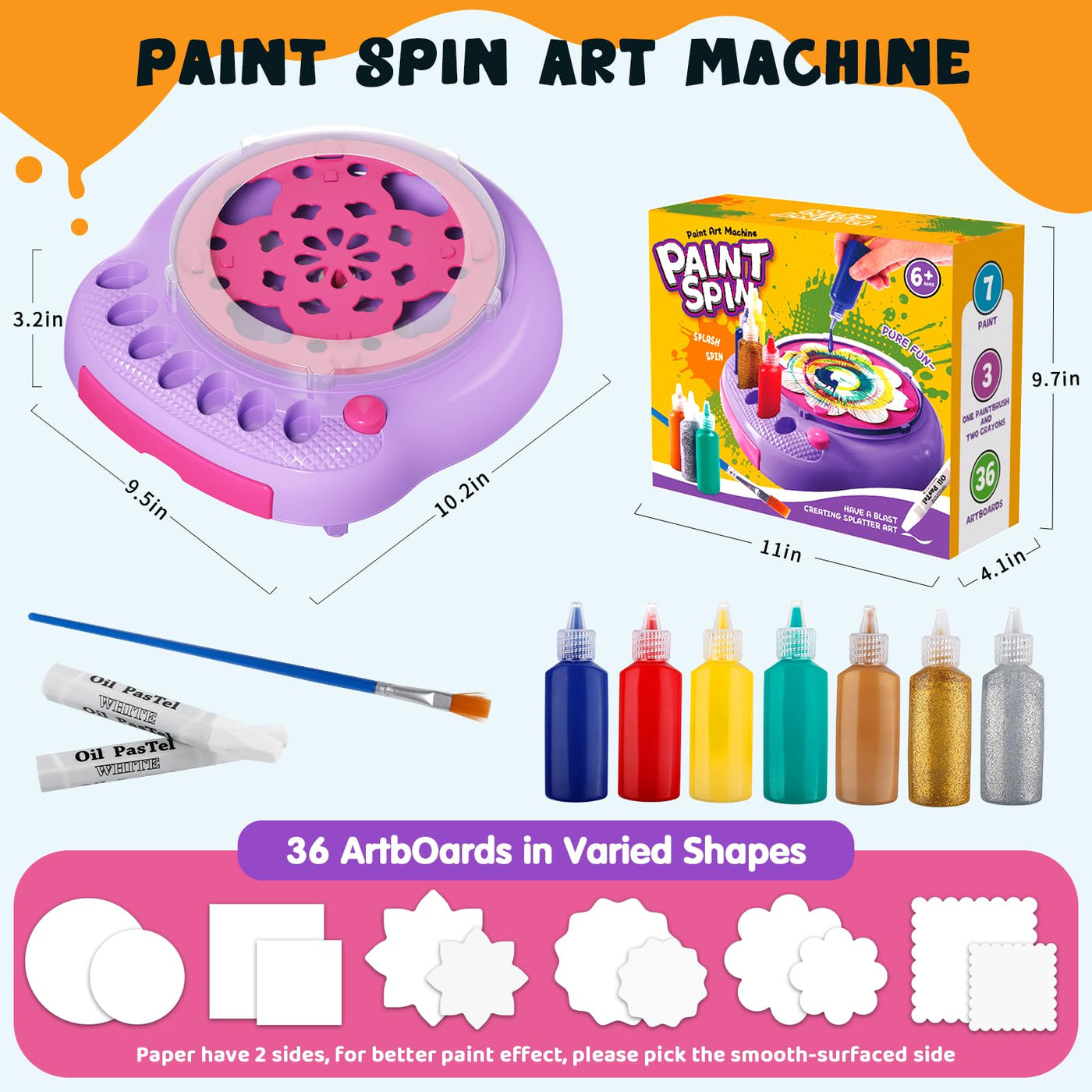 Paint Spin Art Machine Kit für Kinder, Kunst & Handwerk, Mal Spin Art Spielzeug-Kits für Jungen und Mädchen im Alter von 6, 7, 8 und 9 Jahren (Lila)