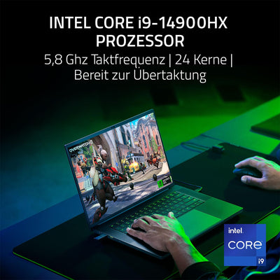 Razer Blade 16 (2024) - 16 Zoll Gaming-Laptop - NVIDIA Geforce RTX 4090 - Intel i9-14900HX - 16" QHD+ OLED 240Hz Display - Snap Tap (32GB DDR5 RAM, 2TB SSD, Alu-Gehäuse) QWERTZ DE-Layout | Schwarz