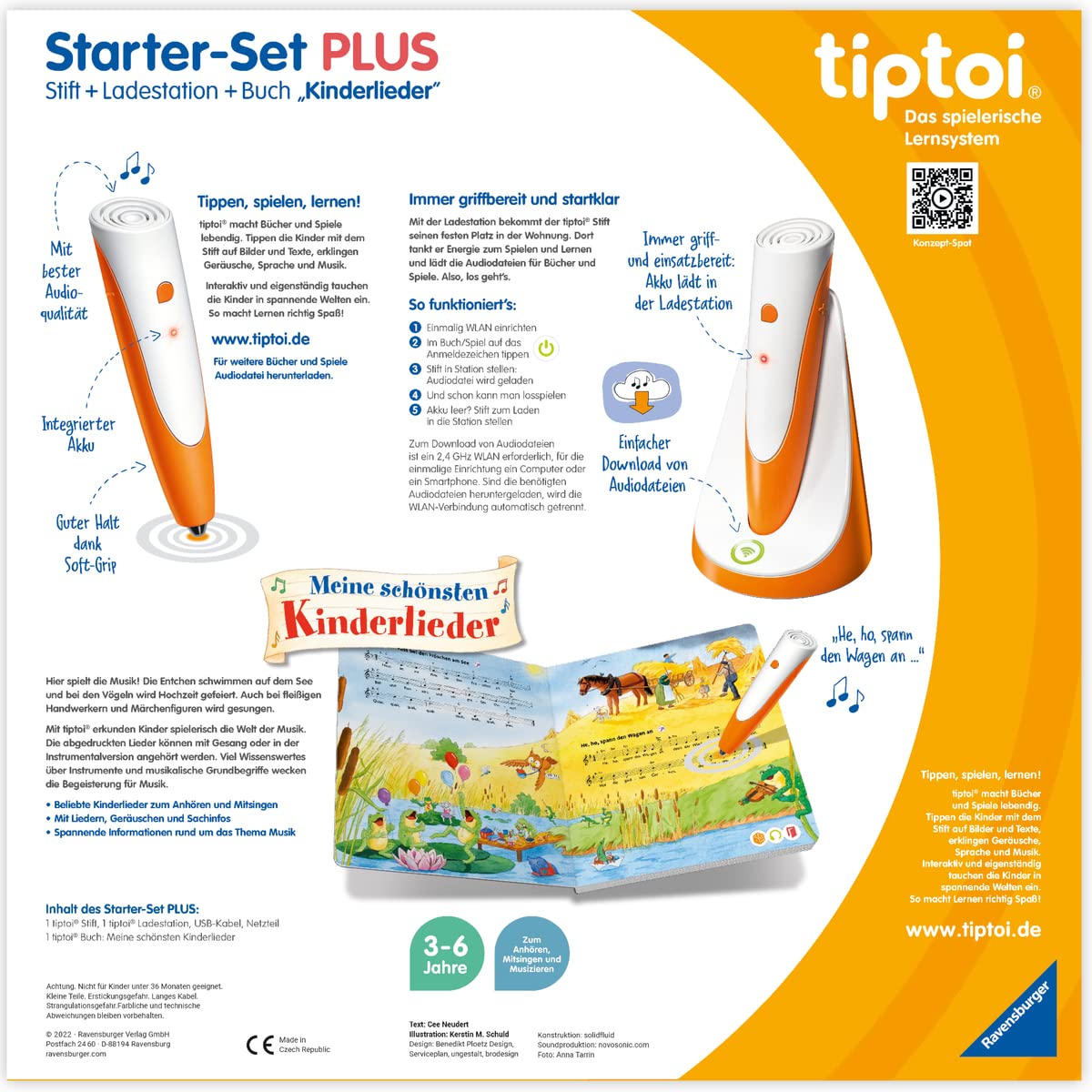 Ravensburger tiptoi Starter-Set Plus 00159: Stift und Buch Meine schönsten Kinderlieder - Plus Ladestation