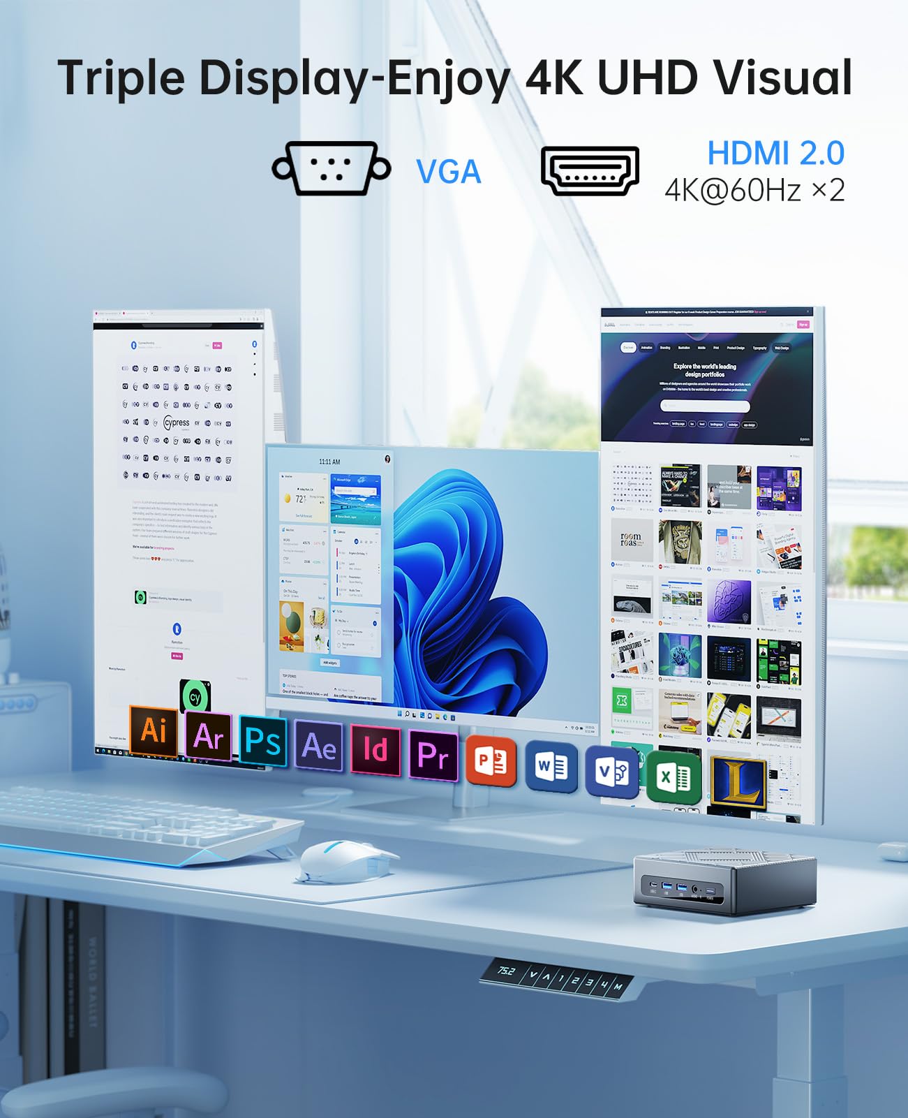 NiPoGi Mini PC Ιntel Core i5-12450H (bis zu 4,40 GHz), 16 GB (8 GB*2) DDR4 512 GB SSD Mini PC WiFi 6, Mini Desktop Computer mit Ιntel UHD Graphics 1200 MHz, BT 5.2, 2X HDMI+VGA, 4K UHD Mini Tower PC