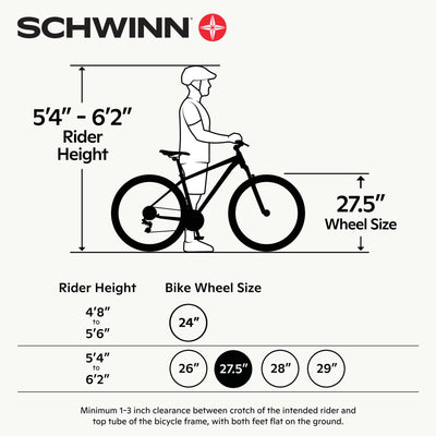 Schwinn Fleet Mountainbike für Damen, 27,5-Zoll-Reifen, 17-Zoll-Rahmen aus Leichtmetalllegierung, Gabelfederung, 9 Gänge, Scheibenbremsen, Hellblau