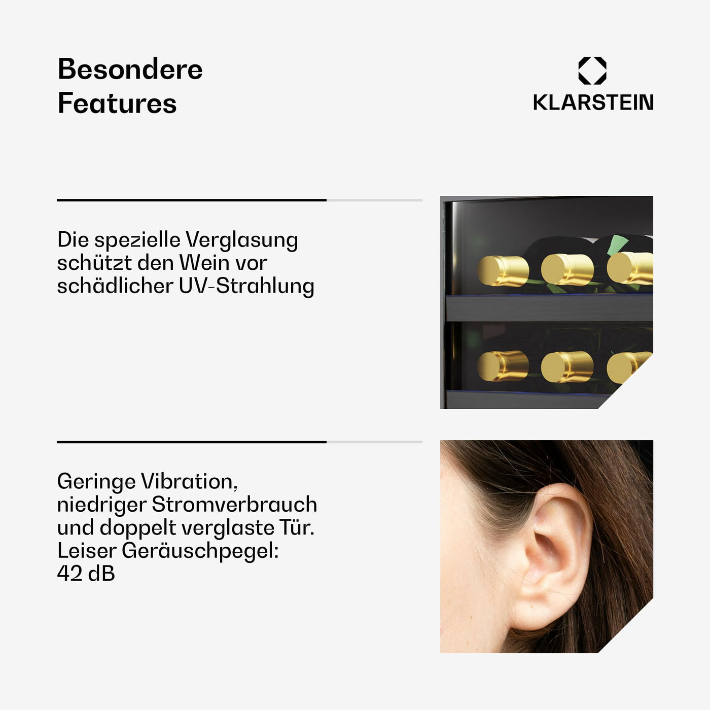 Klarstein Vinovilla 7 Uno Weinkühlschrank Einbau - 7 Flaschen, 1 Zone, 5-18 °C, LED-Beleuchtung, Leiser Betrieb, Mattschwarz, Schmaler Weinkühlschrank