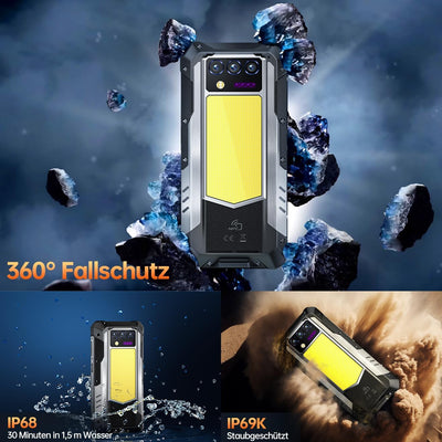 OUKITEL WP100 Titan Outdoor Handy 5G - 33000mAh Outdoor Smartphone mit 100 Lumen Projektor, 48GB RAM 512GB ROM 6,8" FHD+ Handy mit 1200 Lumen Campinglicht, 200MP+32MP+20MP Kamera, NFC/GPS/IP68/IP69K