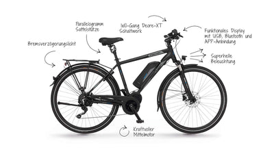 Fischer E-Bike Trekking, VIATOR ETH 1861 Elektrofahrrad für Herren, RH 50 cm, Mittelmotor 80 Nm, 48 V Akku, schwarz matt, 28 Zoll