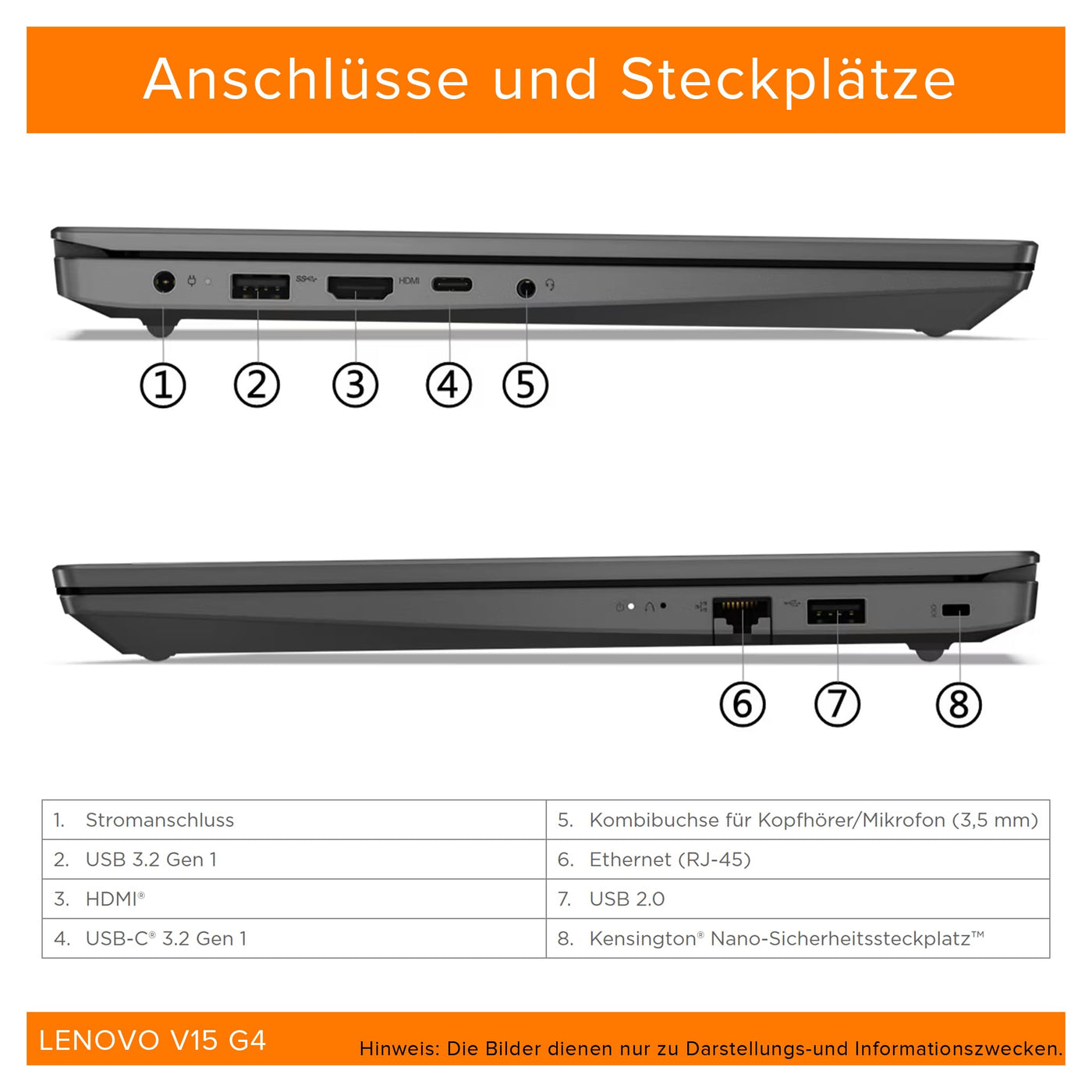 Lenovo V15 G4 Laptop, Intel Core i5-13420H, 16 GB DDR4 RAM, 1 TB PCIe SSD, 15.6" FHD, Intel UHD Graphics, QWERTZ Tastatur, Windows 11 Pro, Black