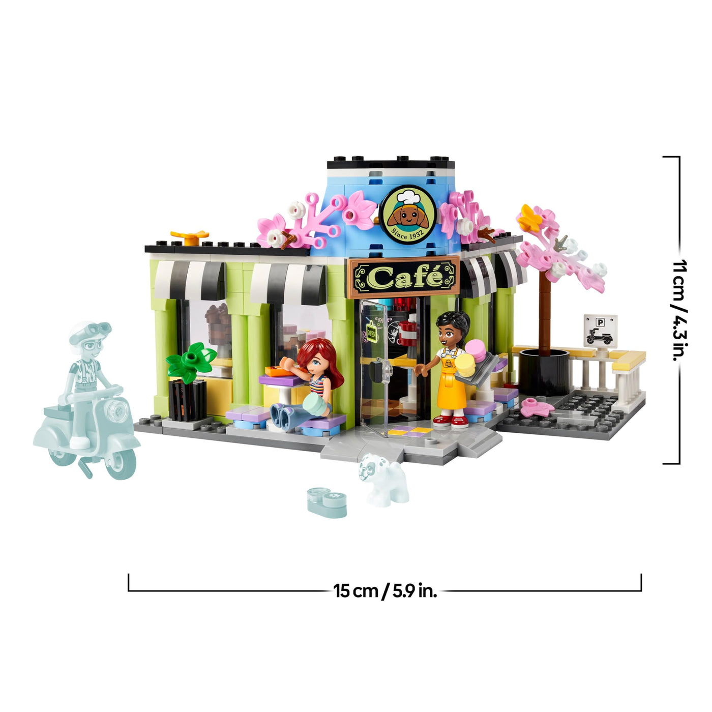 LEGO Friends Heartlake City Café, Kinderspielzeug, Spielzeug-Bäckerei, Geschenkidee für Mädchen und Jungen ab 6 Jahren, Set mit 3 Spielfiguren und Hundefigur 42618
