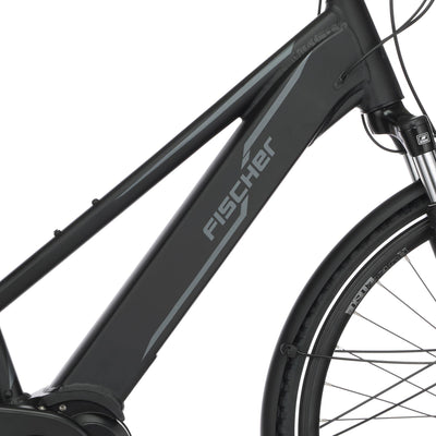 Fischer E-Bike Trekking, VIATOR 5.0i Elektrofahrrad für Damen, RH 49 cm, Mittelmotor 50 Nm, 36 V Akku im Rahmen, schiefergrau matt, 28 Zoll