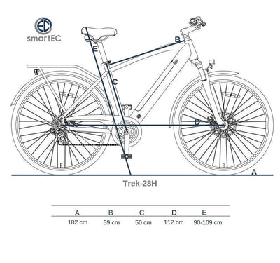 smartEC Trek-28H E-Bike Trekking Herren 250W Hinterradmotor Li-Ion Akku 36V/13Ah Elektrofahrrad 28 Zoll Reichweite 90km bis 25 km/h Trekking City (Schwarz)