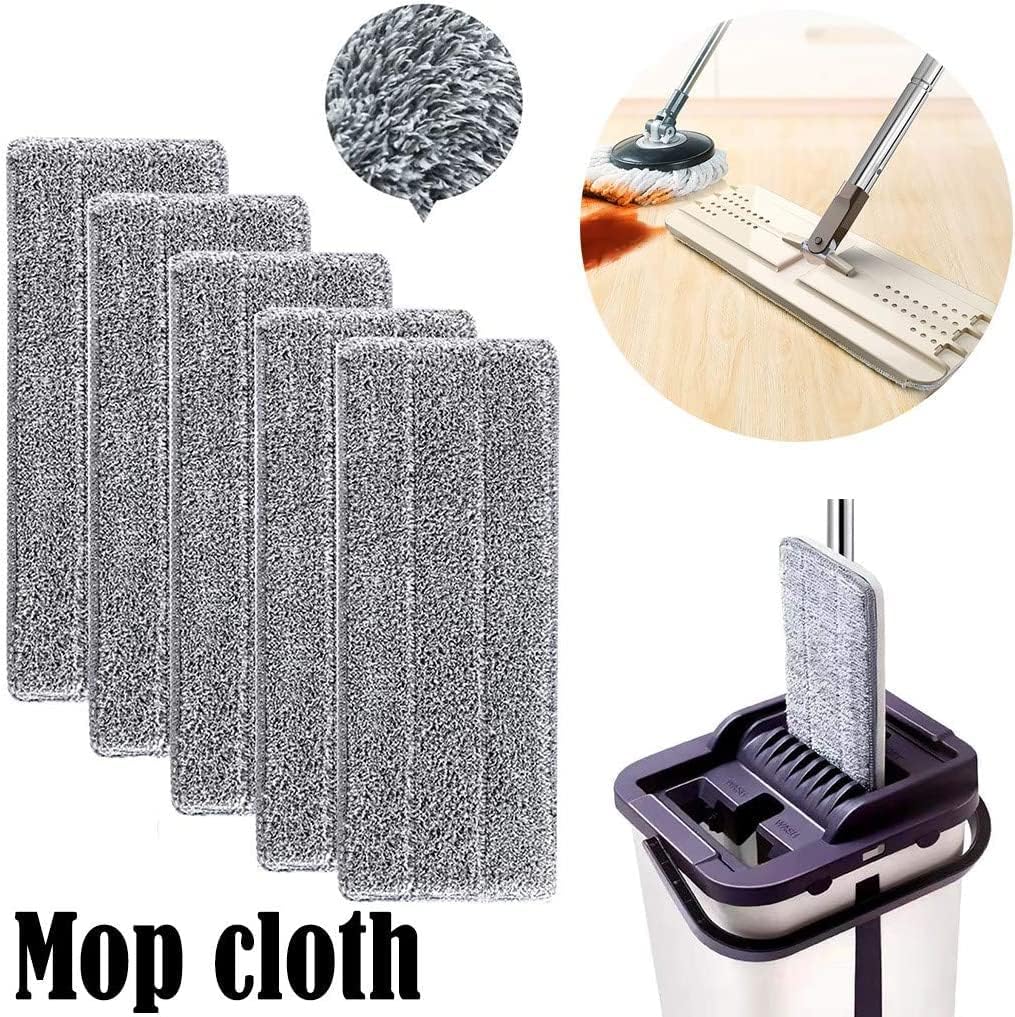 Aisoway Mop Eimer System, Eimer + Mopp +10Lappen, Mopp Set Mop Saugstarken Rotationseimer Edelstahl Wischmop Flexiblen Wischmopp Rotations Teleskopstiel Putzset 360°Drehbar Bodenwischer (E:10 Lappen)