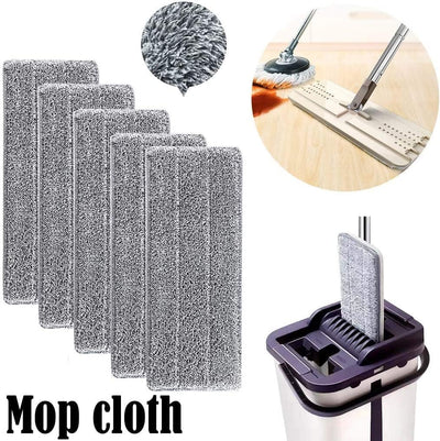 Aisoway Mop Eimer System, Eimer + Mopp +10Lappen, Mopp Set Mop Saugstarken Rotationseimer Edelstahl Wischmop Flexiblen Wischmopp Rotations Teleskopstiel Putzset 360°Drehbar Bodenwischer (E:10 Lappen)