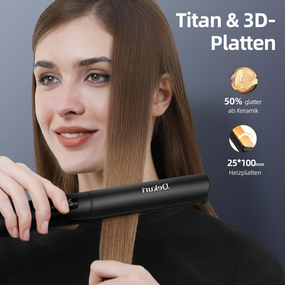 Dekuri 2 in 1 Glätteisen Locken und Glätten, Glatte Titanplatte Haarglätter, 30s Schnellaufheizung, 120-230℃ LED Display, Ionische Haarglätter für Frauen - Schwarz