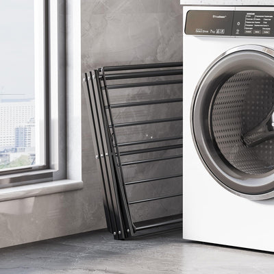 SYKIARIOL Klappbarer Wäscheständer - Mehrstöckiger, Faltbarer Wäschehänger aus Stahl für Großzügiges und Bequemes Trocknungserlebnis in Schwarz