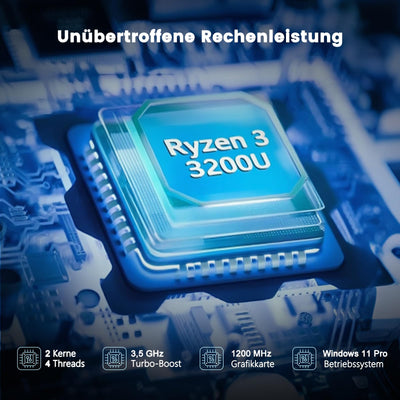 Azeyou 15,6" FHD IPS Laptop für Beruf und Studium, AMD Ryzen 3 3200U Prozessor, 16 GB RAM, 512 GB SSD, 5G WiFi, Bluetooth 5.0, Win 11 Pro, HDMI, USB-C, SD-Kartenleser, Ziffernblock, Webcam, QWERTZ