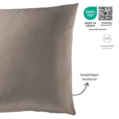 liebling Renforcé Bettwäsche Mocca braun, 1 x Bettbezug 135 x 200 cm + 1 x Kissenbezug 80 x 80 aus 100% seidig weicher Baumwolle, 60 Grad, Ökotex Made in Green
