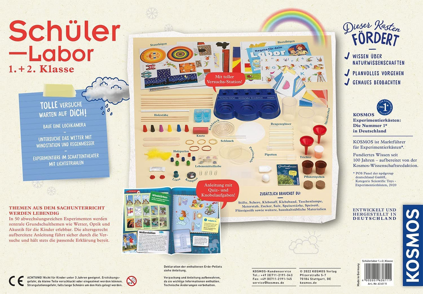 KOSMOS 636111 Schülerlabor 1. und 2. Klasse, Grundschule, spannende Experimente zu Natur und Technik, Lernen mit Spaß, am Lehrplan der Schule orientiert, Experimentierkasten für Kinder ab 6-9 Jahre