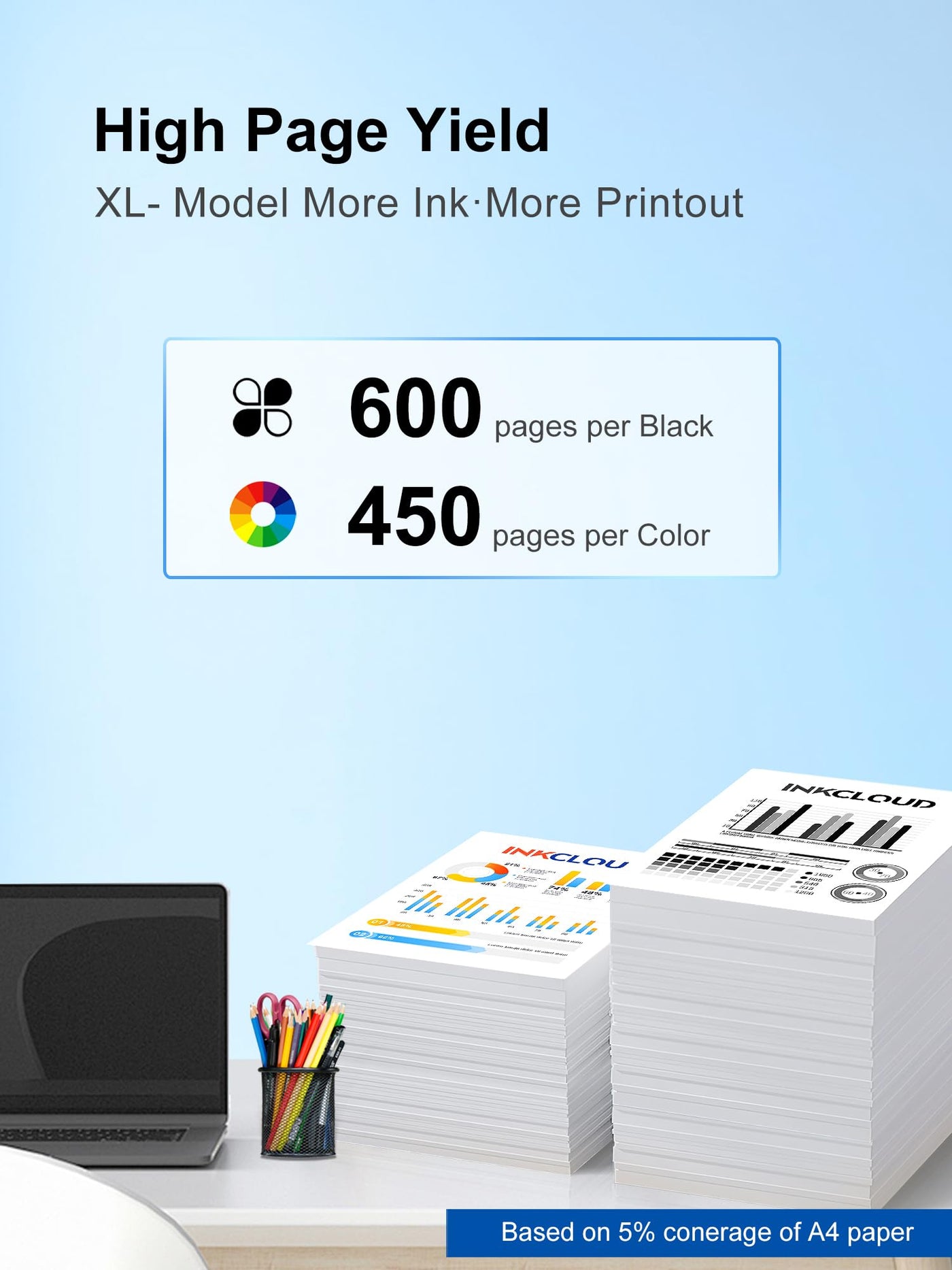 INKCLOUD 305XL Druckerpatronen Kompatibel für HP 305 Druckerpatronen für DeskJet 2700 2710 2720 DeskJet Plus 4110 4120 Envy 6010 6020 Envy Pro 6400 6420 (1 Schwarz und 1 Farbe)