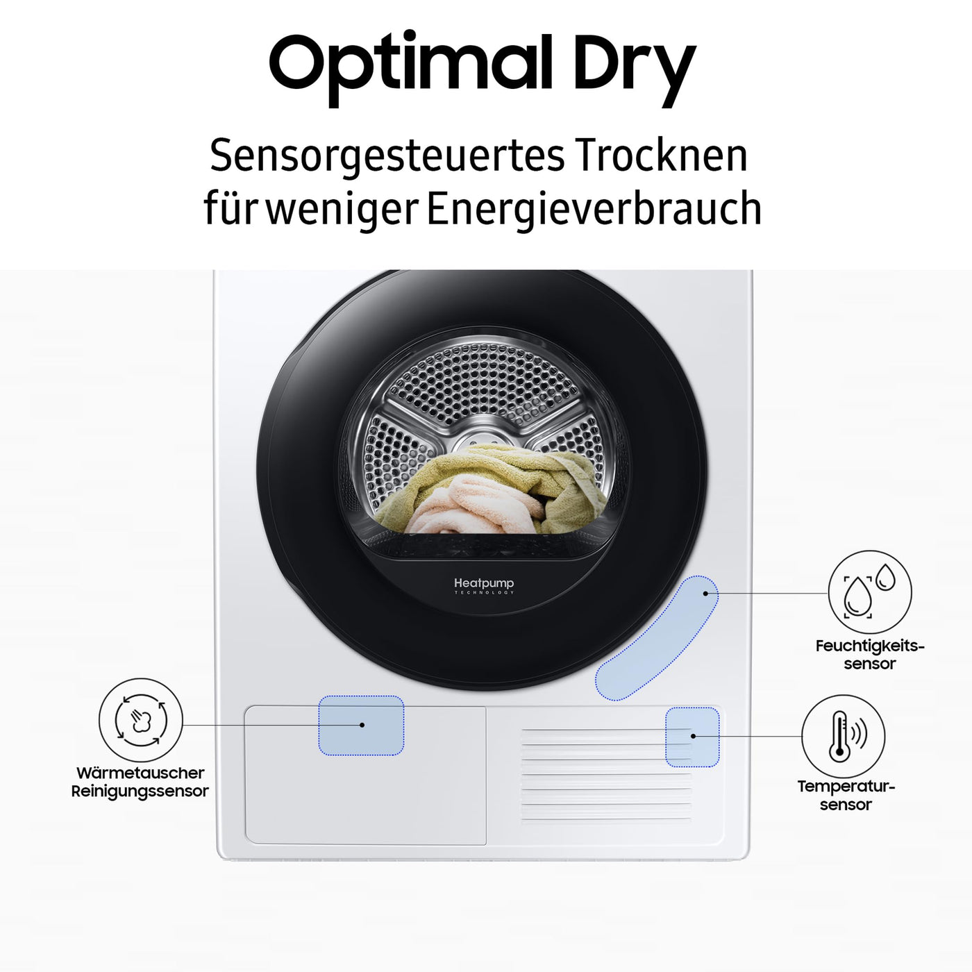 Samsung Wärmepumpentrockner, 8 kg, EEK: A++, Wäschetrockner mit WiFi-SmartThings-App, Hygiene-Programm, Air Refresh, Knitterschutz, Weiß, DV80CGC0B0TEEG