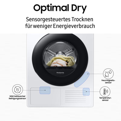 Samsung Wärmepumpentrockner, 8 kg, EEK: A++, Wäschetrockner mit WiFi-SmartThings-App, Hygiene-Programm, Air Refresh, Knitterschutz, Weiß, DV80CGC0B0TEEG