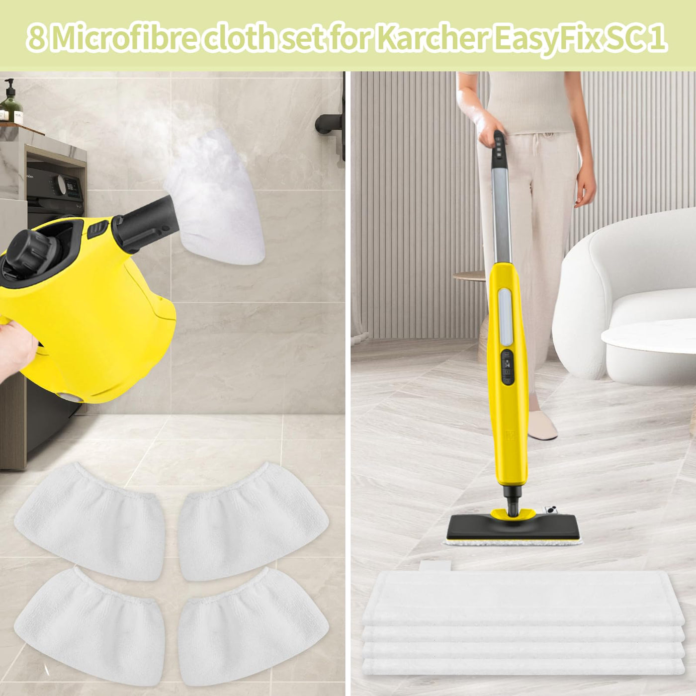 Awinker 8 Stück Mikrofaser-Überzugsset für Kärcher Dampfreiniger EasyFix SC3 SC5 SC4 SC2 4 Bodendüse 4 Handdüse Tuchset Zubehör