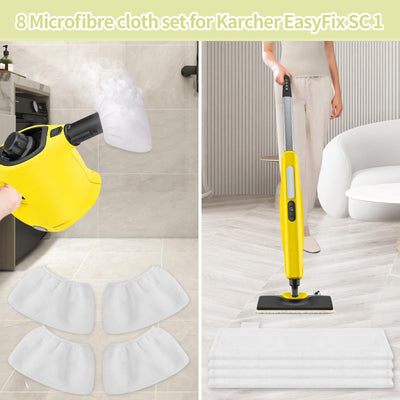 Awinker 8 Stück Mikrofaser-Überzugsset für Kärcher Dampfreiniger EasyFix SC3 SC5 SC4 SC2 4 Bodendüse 4 Handdüse Tuchset Zubehör