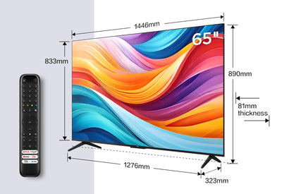 TCL 65T7B 65-Zoll QLED Pro Fernseher, 4K Ultra HD, HDR Pro, Smart TV Unterstützt von Google TV (Dolby & Atmos, Motion Clarity, Freihändige Sprachsteuerung, Kompatibel mit Google Assistant & Alexa)
