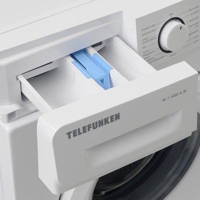 Telefunken Waschmaschine 7kg | 1400 U/Min. | Inverter Motor - Leise & Effizient | Aquastop - Schutz vor Wasserschäden | Schontrommel | Washing Machine mit 15 Programmen | EEK A | W-7-1400-A-W weiß