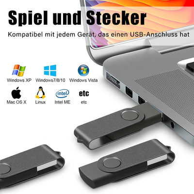 USB Sticks 2GB 10 Stück Speicherstick USB 2.0 Flash Laufwerk Data Datenspeicher Pendrive für Computer, 10pcs Schwarz