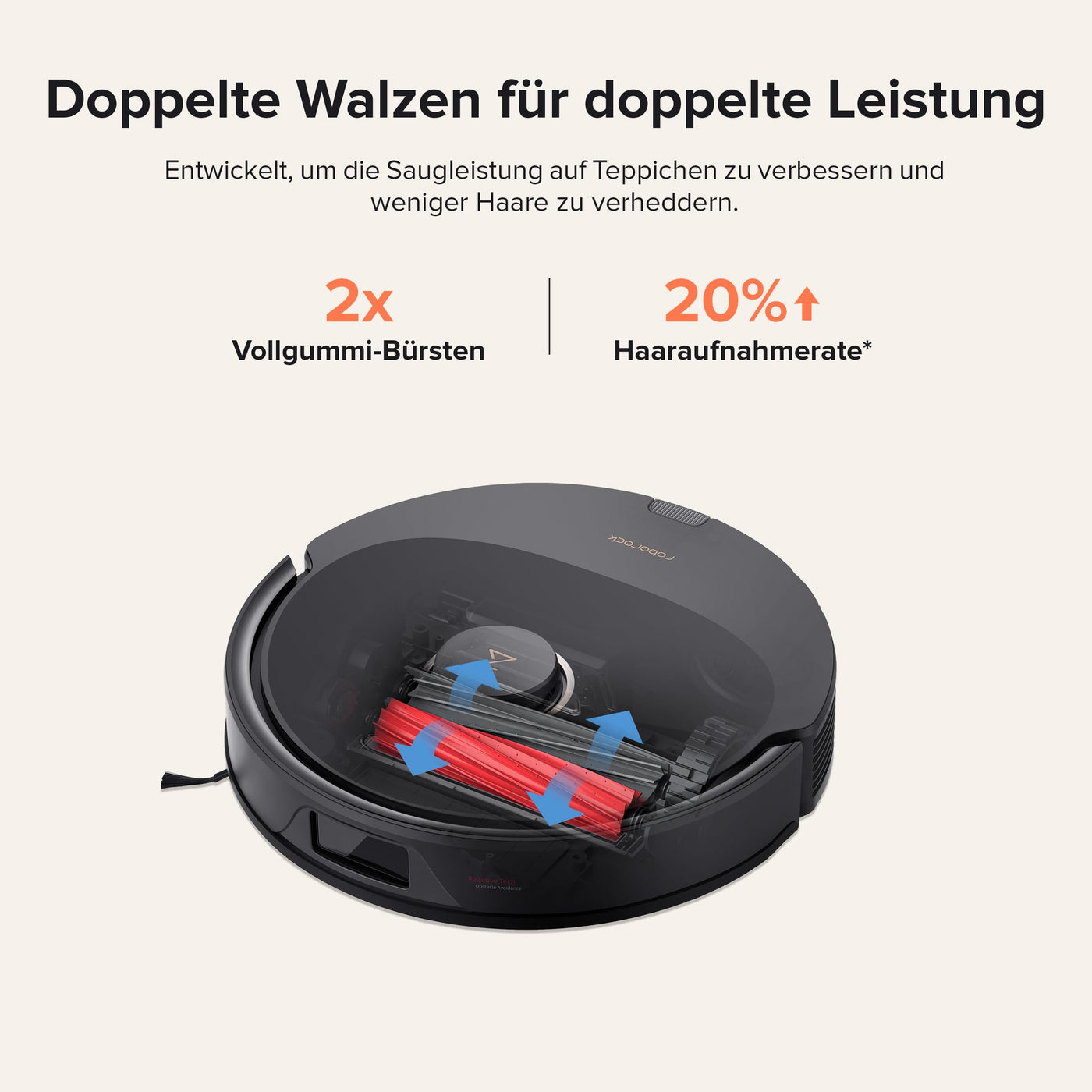 roborock Q8 Max Saugroboter mit DuoRoller-Bürste, 5500Pa Saugkraft, 470mL Staubbehälter, 350mL Wassertank, Staubsauger Wischroboter PreciSense-LiDAR-Navigation (Schwarz)