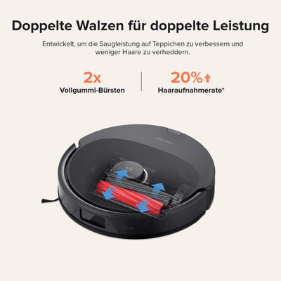 roborock Q8 Max Saugroboter mit DuoRoller-Bürste, 5500Pa Saugkraft, 470mL Staubbehälter, 350mL Wassertank, Staubsauger Wischroboter PreciSense-LiDAR-Navigation (Schwarz)
