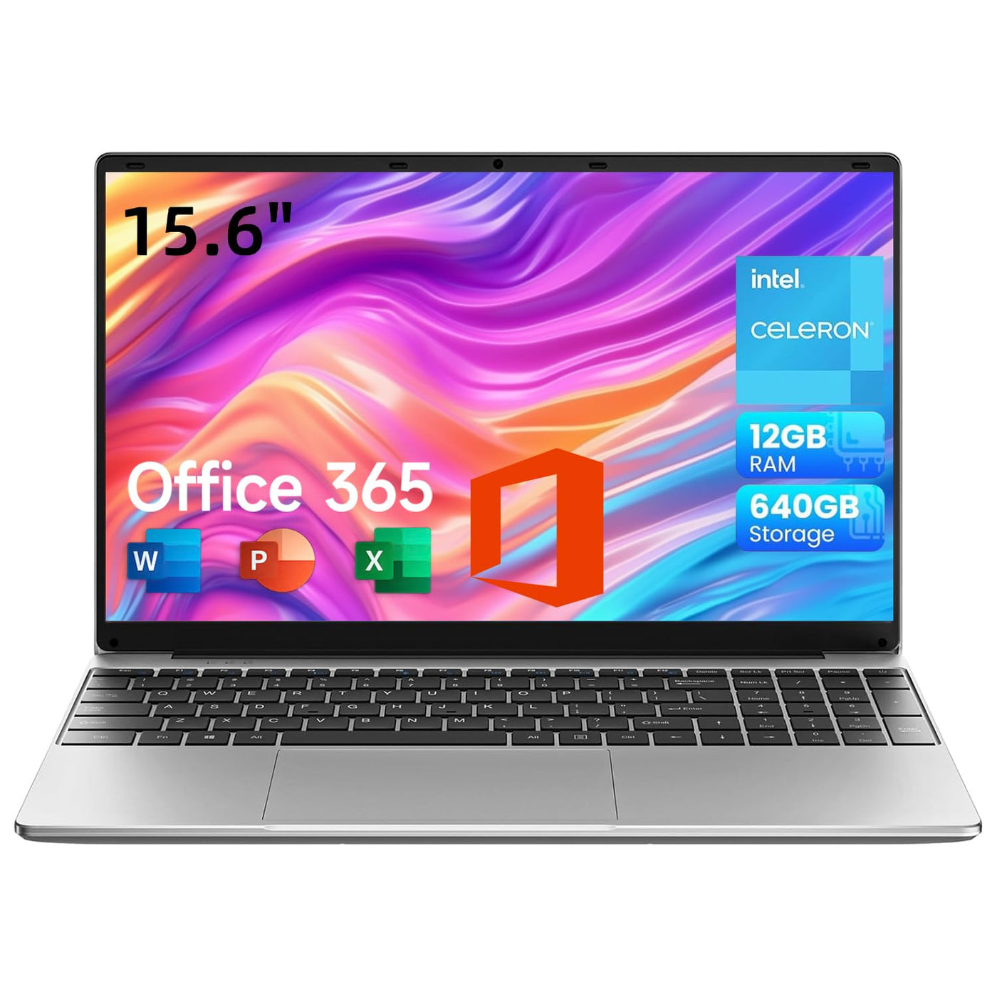 jumper Laptop 15,6 Zoll FHD Display, 12 GB RAM 640 GB ROM, Office 365, Prozessor 5305U Notebook, Akku 38 Wh, Zwei Stereo-Lautsprecher, Typ-C, USB 3.0, Digitale Tastatur