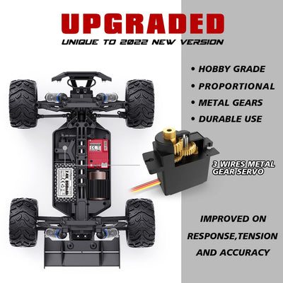 HAIBOXING Ferngesteuertes Auto, 1:18 RC Cars 36 km/h Hobby RC Auto mit Lights, 2,4 GHz Wasserdichter 4WD Off-Road Outdoor Indoor Fahrzeug, 2 Akku Lange Laufzeit (18868)