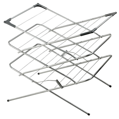 KADAX Vertikaler Wäschetrockner mit Antirutschfüßen, Stabiler Kleidertrockner aus Metall, Turmwäscheständer, Platzsparender Wäscheständer (Silber)