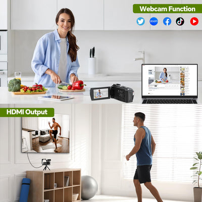 FIREFOTO Videokamera 5K Camcorder 56MP WiFi Vlogging Kamera für YouTube Digitalzoom 16X Touchscreen 3" IR Nachtsicht Video Camera mit 2 Batterien, 64GB Karte, Fernbedienung, Mikrofon