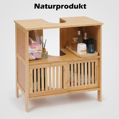 MY FAT GORILLA Bambus Waschbeckenunterschrank - Badezimmermöbel - 60 x 30 x 60 cm - Badezimmer Unterschrank - Unterschrank Waschbecken - Waschtischunterschrank - Badezimmer Möbel