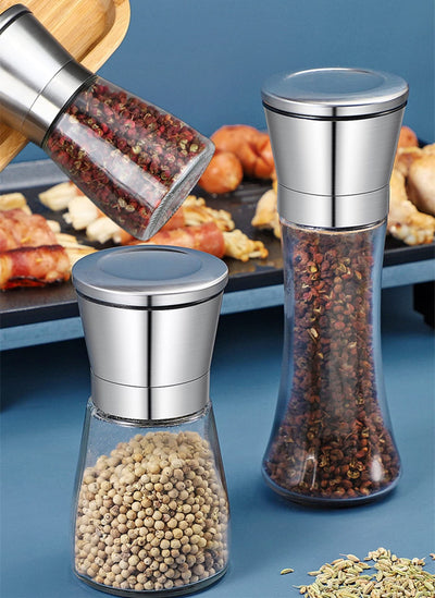 Salz und Pfeffermühle, Edelstahl Gewürzmühle mit einstellbarer keramischer Mühle, Chilli Mühle, Nachfüll Salzmühle