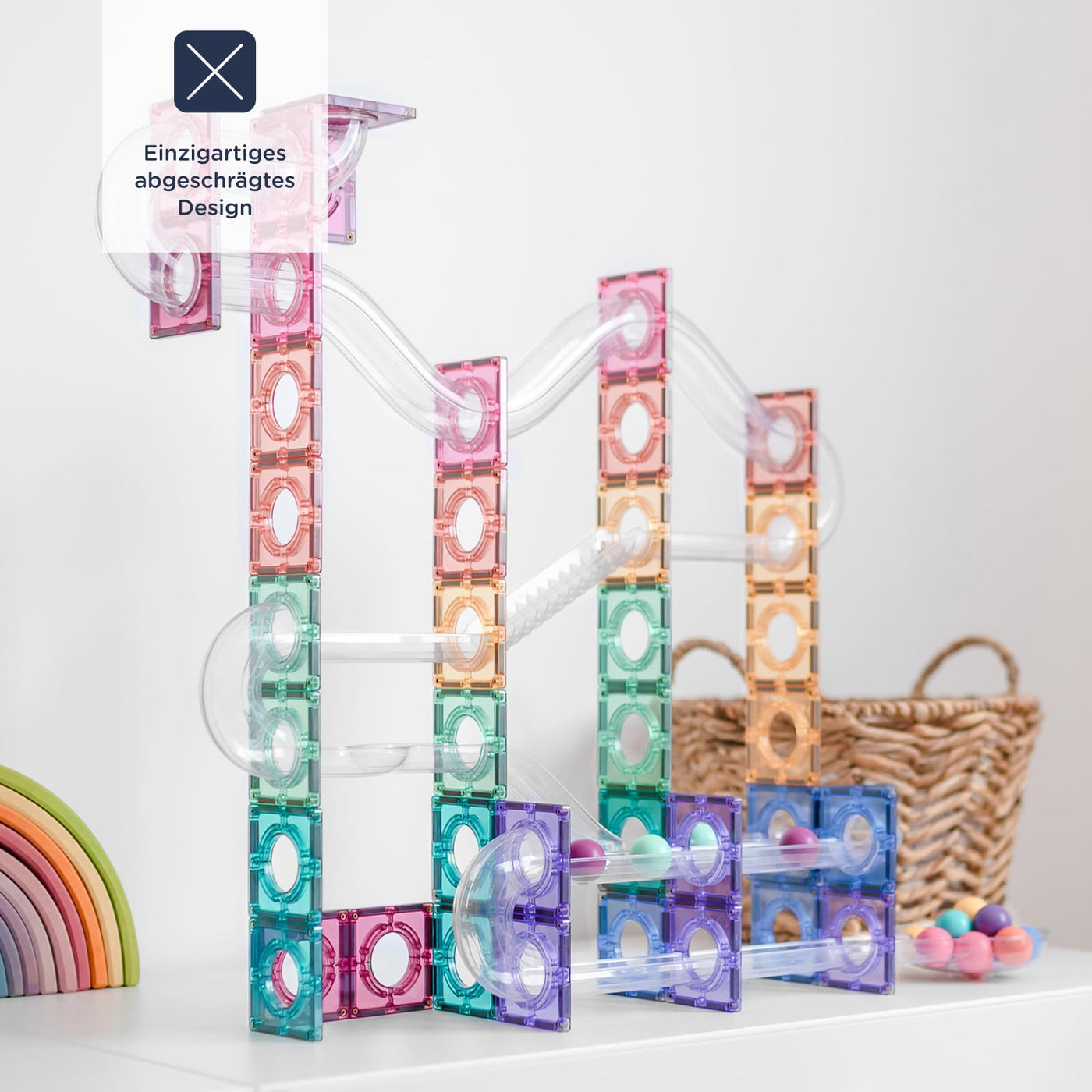 CONNETIX Magnetische Fliesen Pastell Ball Run Packen, 106 Stück