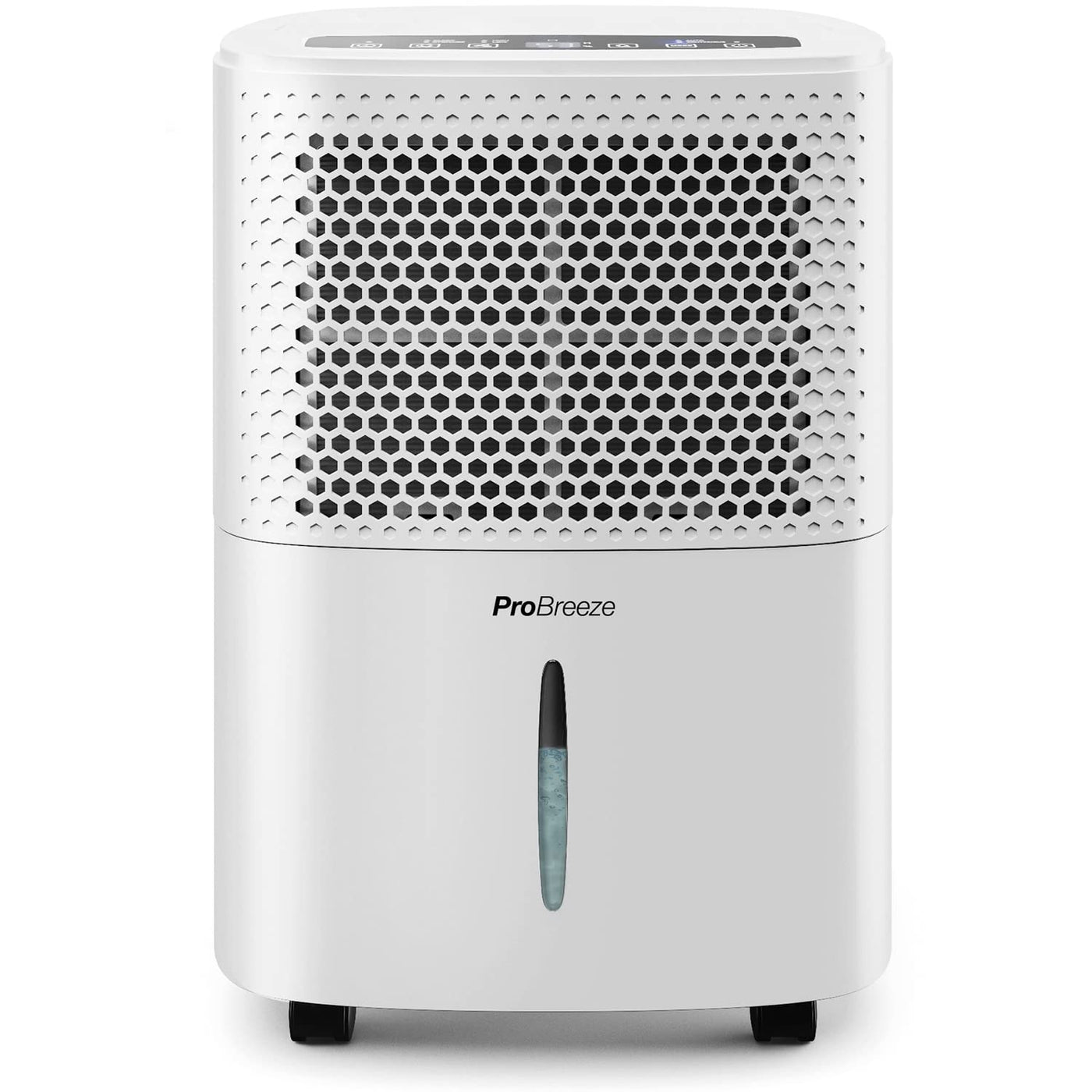 Pro Breeze Luftentfeuchter 12L in 24h Entfeuchtungsleistung - Raumgröße ca. 120m³ (~20 m²) - mit 3 Betriebsarten, Digitalanzeige, Ablaufschlauch, Timer - Gegen Feuchtigkeit, Schimmel Weiß