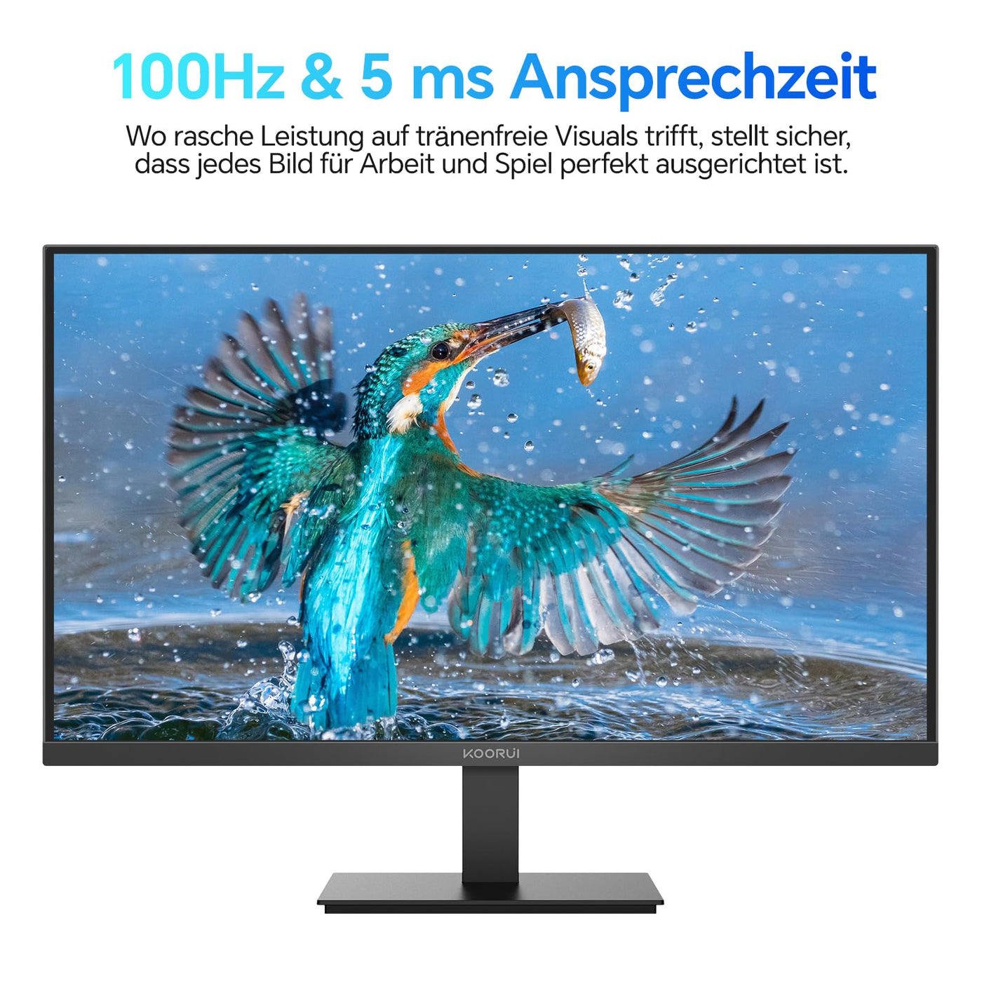 KOORUI E2412F 24 Zoll Monitor, FHD 1920 x 1080 100Hz PC Monitor, HDMI 1.4, Eye Care Bildschirm, 5ms GtG 5° bis 15° neigbar, VESA 100 x 100mm