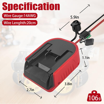 2 Stück Power Wheel Adapter für Einhell 18V Power X Change Akku, Dock Stromanschluss mit 14AWG Sicherung und Schalter, Akku Adapter für RC Auto Heimwerker