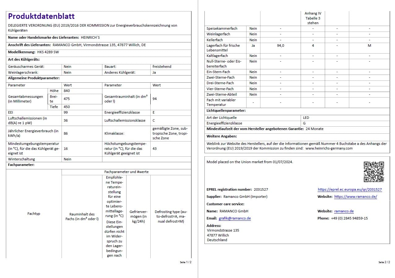 Heinrich´s Getränkekühlschrank 94L klein kompakt leise: 36db Mini-Bar; Tisch-Kühlschrank mit 7 Temperaturstufen, Mini Kühlschrank freistehend, perfekt geeignet für Büro Camping Garten Outdoor,schwarz