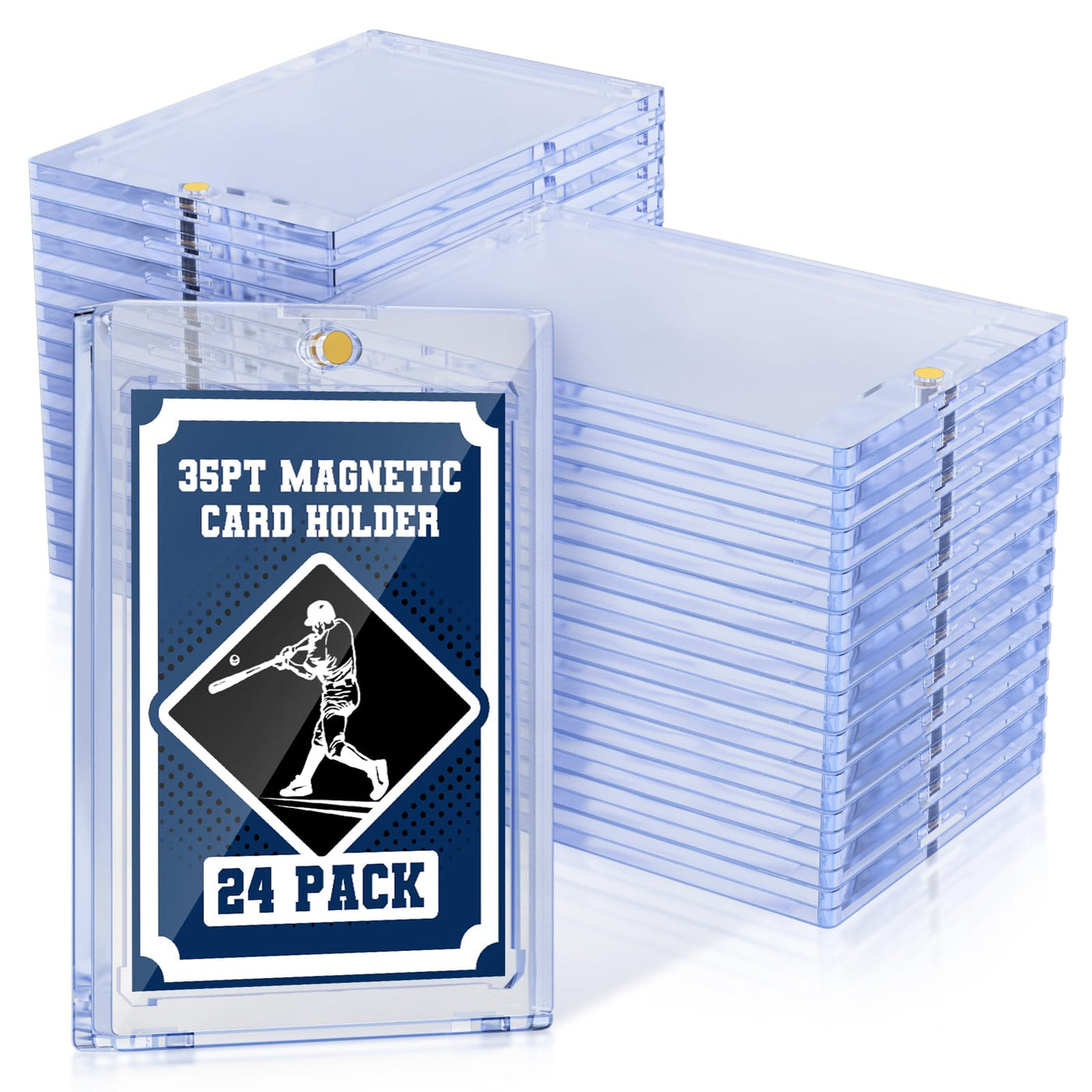 35pt Magnetic Card Holder Sammelkarten Hüllen UV-Schutz Kunststoff,24 Pack Baseball Karten Schützer Hartplastik für sammelbare Sport-Karten Acryl Display Kartenkoffer Fit 2.5x3.5in