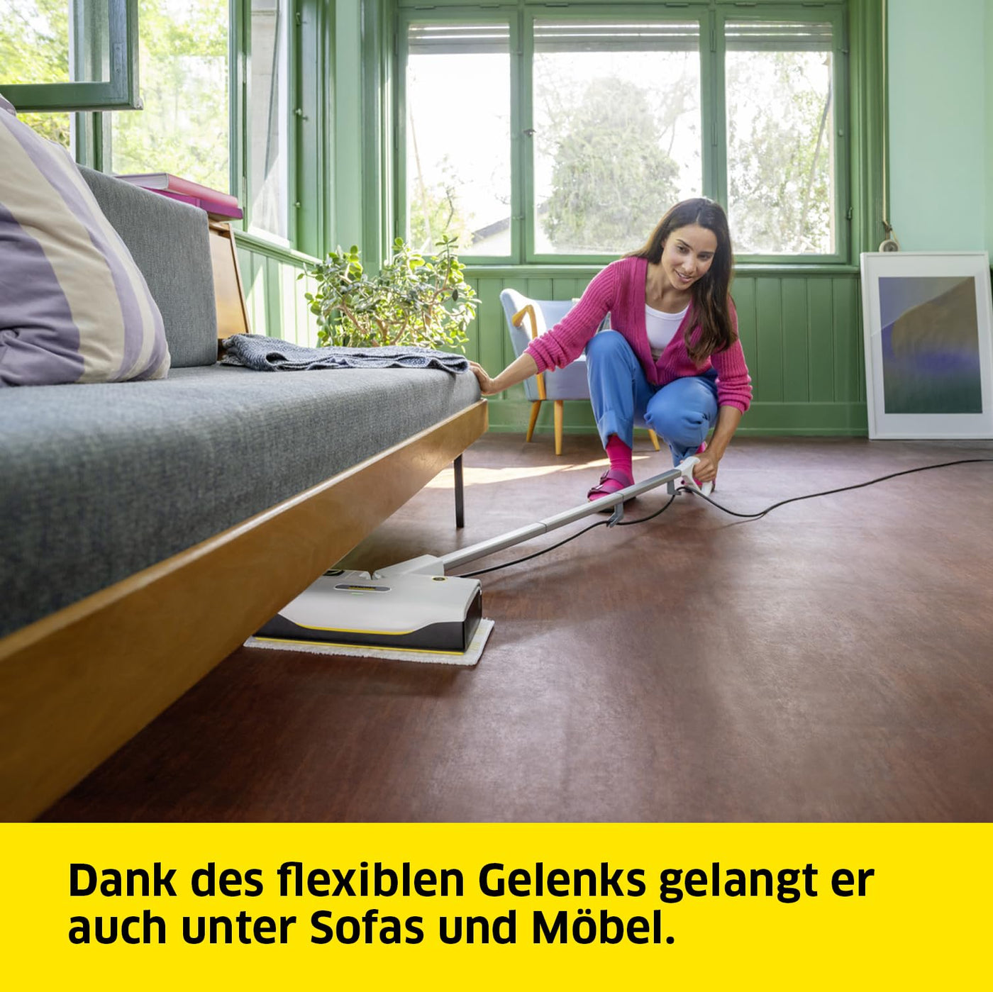 Kärcher Dampfreiniger SC 1 Upright, Aufheizzeit: 30 s, Flächenleistung: ca. 30 m², Tank: 0,2 l, Heizleistung: 1300 W, Abrasiv Bodendüse EasyFix Tuchset, weiß