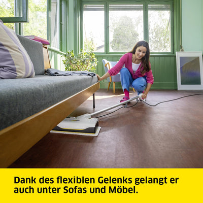 Kärcher Dampfreiniger SC 1 Upright, Aufheizzeit: 30 s, Flächenleistung: ca. 30 m², Tank: 0,2 l, Heizleistung: 1300 W, Abrasiv Bodendüse EasyFix Tuchset, weiß