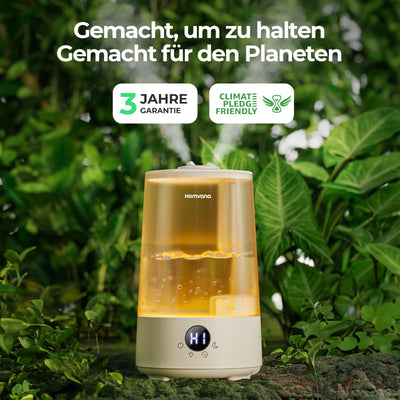 Homvana Luftbefeuchter Schlafzimmer Top-Fill, 3.6L 360°Cool Mist 34H Dauerhaft, Ruhig 16dB (SilentSpary Tech) Klein, Kinderzimmer Baby, BPA Free, Aromadiffusor für Pflanzen 7-Color Night Light