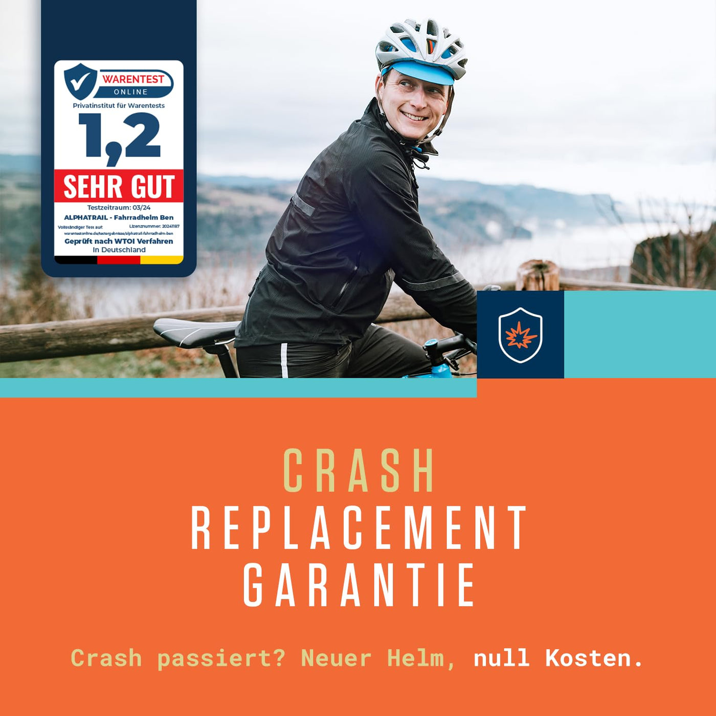 Alphatrail Fahrradhelm Ben - Sicher, Komfortabel & Leicht - Größe 55-61cm Schwarz - Allround, MTB, Trekking, City & E-Bike - Atmungsaktiver Fahrrad Helm Damen & Herren mit Insektenschutz, Kinnpolster
