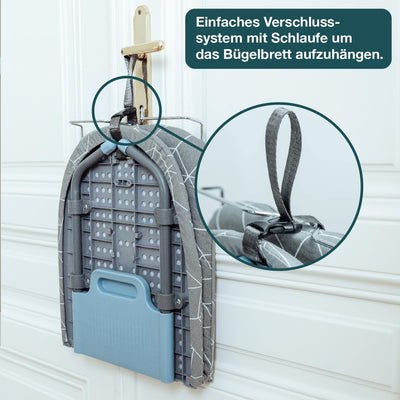 WONDERHOME Patentiertes Tischbügelbrett, klappbare Beine, platzsparend, grau, blau , Faltbares Bügelbrett mit Klappfunktion