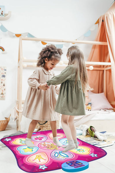 SUNLIN Tanzmatte - Tanzspielzeug Geschenk für Kinder Mädchen - Tanzmatte mit LED-Leuchten, einstellbare Lautstärke, eingebaute Musik, 3 Schwierigkeits Stufen (3-12 Jahre)